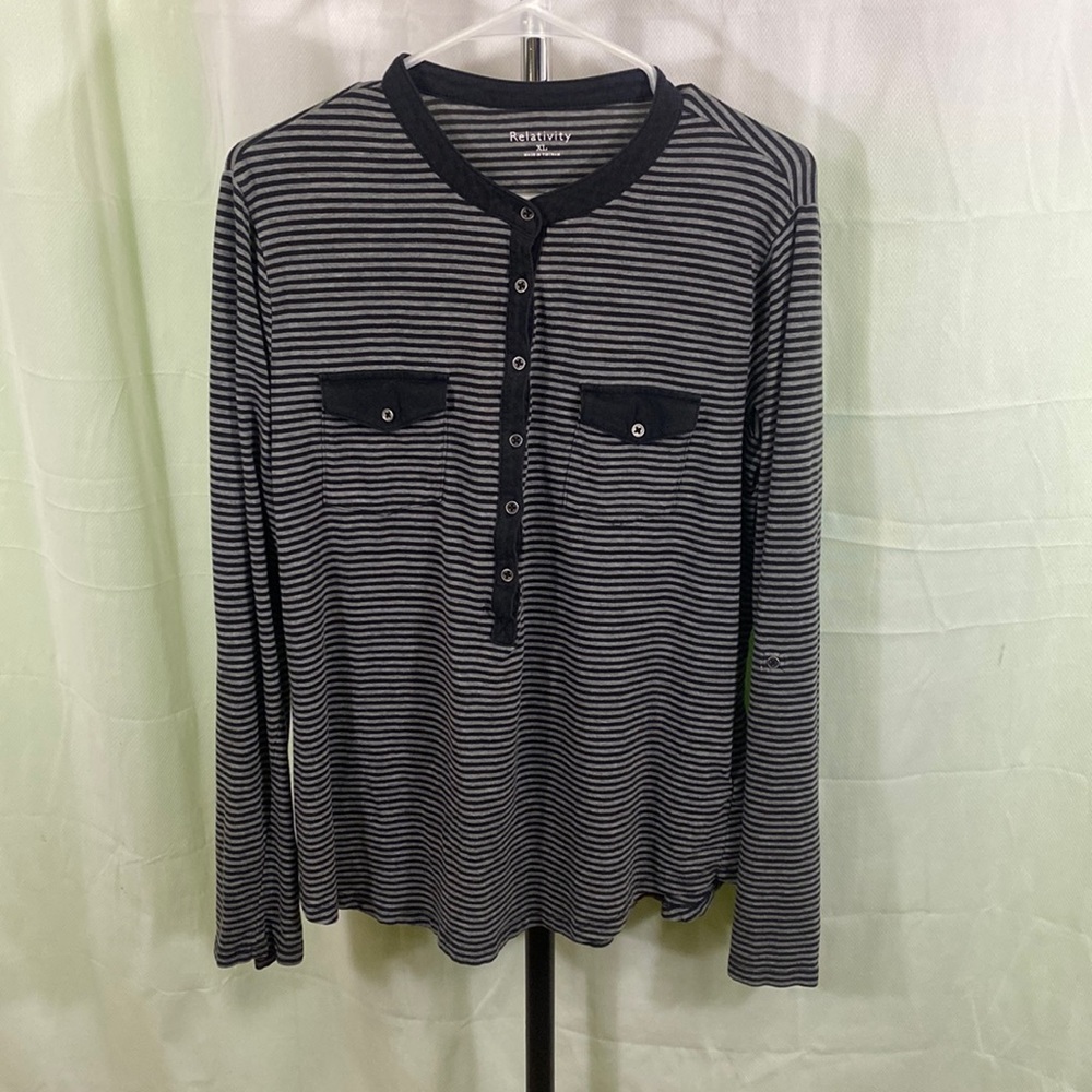 Relativity Striped Long Sleeve Shirt Womens Size XL